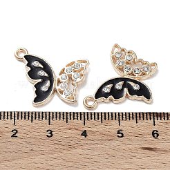 合金エナメルチャーム  ラインストーン付き  カドミウムフリー＆鉛フリー  ライトゴールド  蝶  20x22.5x2.5mm  穴：1.8mm&nbsp;FIND-C042-06KCG-06