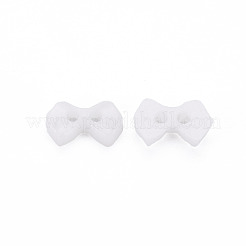 2つ穴プラスチックボタン  蝶結び  ホワイト  6x9x2mm  穴：1.5mm&nbsp;BUTT-N018-028-10