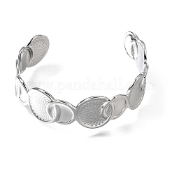 女性用304ステンレススチールカフバングル  インターロックリング  ステンレス鋼色  内径：2.32インチ（5.9cm）&nbsp;BJEW-T030-01P