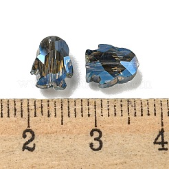 電気メッキガラスビーズ  多面カット  フル虹メッキ  ペンギン  スチールブルー  8x6.5x4.5mm  穴：1mm&nbsp;EGLA-A041-01-FR01