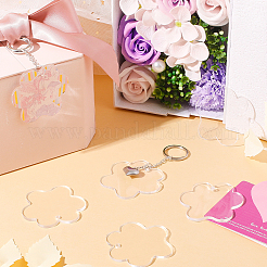 透明な空白のアクリルパーツ20個  DIYキーチェーン用  バッグタグ  ギフトタグ  クリスマスの装飾品  花  透明  54.5x58.5x2.5mm  穴：3.5mm&nbsp;TACR-SC0001-18
