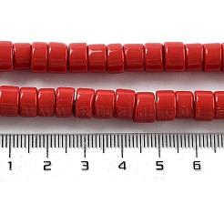 手作りのネパールランプワークビーズ  コラム  レッド  8~8.5x4~6mm  穴：1.8mm  約131個/連  25.79''（65.5センチメートル）&nbsp;LAMP-Z008-04C