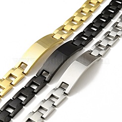 304ステンレススチールスタッキング可能なソリッドリンクチェーンブレスレット  男性用時計バンドブレスレット  ミックスカラー  8-7/8インチ（22.5cm）&nbsp;BJEW-G649-14