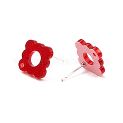 アクリルスタッドピアスの発見  金箔の花  レッド  15x15.5x2mm  穴：1.6mm  ピン：0.7mm&nbsp;FIND-B003-01C