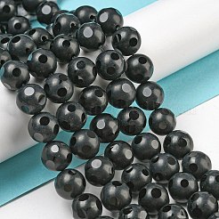 ナチュラルブラックオニキスラウンドビーズ連売り  染め＆加熱  ファセットとつや消し  10mm  穴：2mm  約40個/連  15.74インチ&nbsp;G-L271-02-10mm