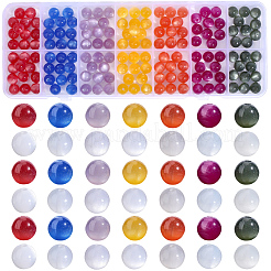 210個 7色透明樹脂UV反応ビーズ  色が変わるビーズ  模造キャットアイ  ミックスカラー  8.5mm  穴：1.8mm  30個/カラー&nbsp;RESI-PA0001-40A