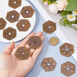 真鍮ハンドルワッシャー12個  花  家具用金具  アンティークブロンズ  45x39.5x1mm  穴：6mm&nbsp;DIY-FH0010-54B-AB