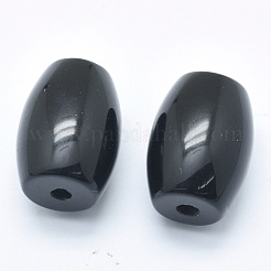天然なオブシディアンのビーズ  片穴（両側に穴）  バレル  24.5~25x18mm  穴：2.5~3mm&nbsp;G-P384-U21