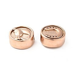 304ステンレススチールビーズ  馬の模様とフラットラウンド  ローズゴールド  10.5x5mm  穴：2mm&nbsp;STAS-C055-02RG