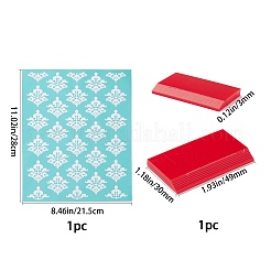 粘着シルクスクリーン印刷ステンシル2個  とtpuスクレーパー  ターコイズ  280x220mm&nbsp;DIY-GF0004-15