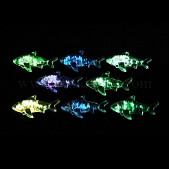 透明蓄光アクリルパーツ  湿った中で輝く  鮫  ミックスカラー  22.5x40.5x8mm  穴：1.6mm&nbsp;TACR-Z002-04