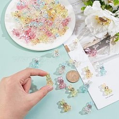 72個6色透明アクリルビーズ  エナメル  ABカラーメッキ  兎  ミックスカラー  25x14.5x11mm  穴：2.5mm  12個/カラー&nbsp;MACR-FH0001-10