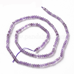 天然石アメジストビーズ連売り  ロンデル  多面カット  3x2mm  穴：0.5mm  約188~190個/連  15.35インチ（39cm）&nbsp;X-G-S362-102