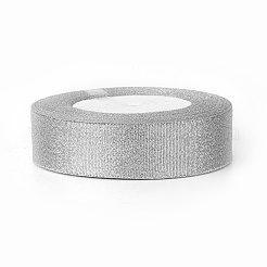 グリッターメタリックリボン  ラメリボン  オーガンジーの弓のためのDIYの材料  リバーシブル  銀  1インチ（25mm）  25ヤード/ロール（22.86メートル/ロール）  5のロール/セット&nbsp;ORIB-25mm-S