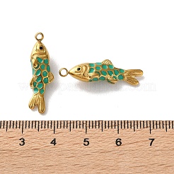304ステンレスペンダント  エナメル  魚のチャーム  イオンプレーティング（ip）  ゴールドカラー  27x8x6mm  穴：1.8mm&nbsp;STAS-A124-05G