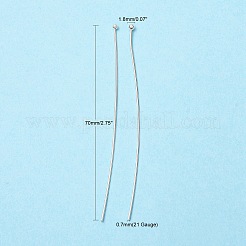 100本真鍮ボールヘッドピン  銀  70x0.7mm  21ゲージ  ヘッド：1.85mm&nbsp;KK-YW0002-42S
