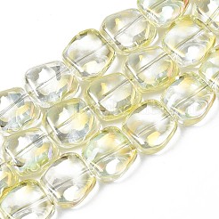 メッキガラスビーズ連売り  ポリゴン  ミックスカラー  10.5x11~12x5~6mm  穴：1mm  約60~61個/連  24.41インチ〜25.20インチ（62~64cm）&nbsp;EGLA-S188-21