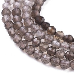天然石スモーキークォーツビーズ連売り  グラデーションスタイル  ラウンド  多面カット  3~3.5mm  穴：0.6mm  約110~130個/連  15.35~15.75インチ（39~40cm）&nbsp;X-G-R475-031