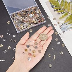 亜鉛合金オープンバックベゼルカボション  ギア  UVレジンDIY用  エポキシ樹脂ジュエリー作り  カドミウムフリー＆鉛フリー  ミックスカラー  7~18x7~19〜1~2mmX  8色  20 G /カラー  160g /箱。&nbsp;PALLOY-OC0002-57