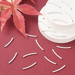 100個の真鍮チューブビーズ  カーブチューブ  銀  30x3mm  穴：2.5mm&nbsp;KK-YW0001-64
