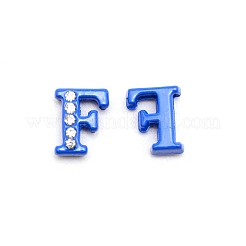 ラインストーンスライドレターチャーム  合金の最初の文字ビーズ  スプレー塗装  文字.f  F：11.5x9x4.5mm  穴：1.5x8mm&nbsp;RB-TAC0002-01F