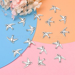合金ペンダント  鳥  鉛フリー及びカドミウムフリー  アンティークシルバー  17.5x22.5x1.5mm  穴：2mm&nbsp;EA11924Y