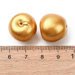 スプレーペイント不透明樹脂ビーズ  模造食品  りんご  ゴールド  18x17.5mm  穴：1.5mm&nbsp;RESI-C073-02B