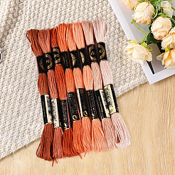 ポリエステル刺繍糸  クロスステッチの糸  セグメント染め  ミックスカラー  0.5~2mm  約8.75ヤード（8m）/かせ  8色  1 かせ/色  8 かせ/セット&nbsp;OCOR-WH20074-13B-02A