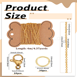 DIY 真鍮アズキチェーンネックレス/ブレスレット作成キット  ゴールドカラー  4x0.6mm&nbsp;DIY-LP0005-54