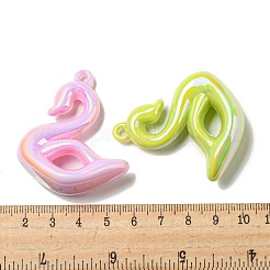 UVメッキアクリルパーツ  スワン  ミックスカラー  49x42x18mm  穴：3mm&nbsp;PACR-C006-22