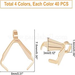 160個 4色 304ステンレススチール製アイスピックピンチベイル  ミックスカラー  8x7.5x3mm  穴：1.6mm  ピン：1mm  40個/カラー&nbsp;STAS-UN0022-71