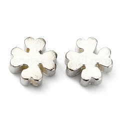 真鍮ビーズ  クローバー  銀色のメッキ  8x3mm  穴：1.8mm&nbsp;PJ-TAC0001-25B-S