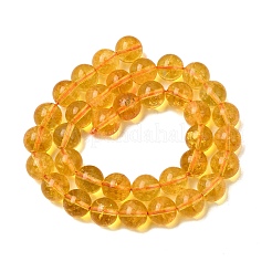 天然石シトリンビーズ連売り  ラウンド  染め＆加熱  10mm  穴：1mm  約38個/連  14.56インチ（37cm）&nbsp;G-E326-10mm-01A
