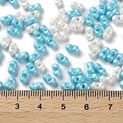ガラスシードビーズ  不透明色の光沢  ピーナッツ  カラフル  5~6x2.5~3x3~3.5mm  穴：1~1.2mm  約5000個/ポンド&nbsp;SEED-L011-04A-18