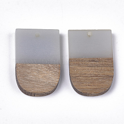 樹脂＆ウォールナットウッドペンダント  uの形状  ライトスチールブルー  32x19.5x3.5~4.5mm  穴：2mm&nbsp;RESI-S358-34A