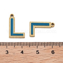 イオンプレーティング（IP）316ステンレスペンダント  ニッケルフリー  エナメル  レターチャーム  18KGP本金メッキ  文字l  17x10.5mm  穴：1.4mm&nbsp;STAS-U014-28G-12