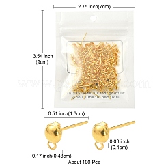 鉄スタッドピアスパーツ  水平ループ付き  フラットラウンド  ゴールドカラー  13x4.3mm  穴：1mm&nbsp;IFIN-YW0001-45
