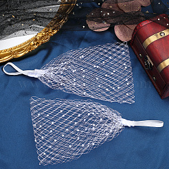 ポリエステルメッシュベールヘッドバンド  プラスチック製のビーズと  女性のための  ホワイト  540~570x7~130x0.2~1mm&nbsp;OHAR-WH0015-29B