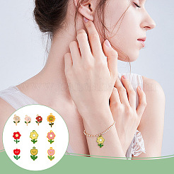 40本10スタイルアロイエナメルペンダント  花  ミックスカラー  18~25x11.5~15mm  4個/スタイル&nbsp;ENAM-AR0001-57