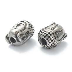 304ステンレススチールビーズ  仏頭  アンティークシルバー  11x8.5x8mm  穴：2.5mm&nbsp;STAS-I181-065AS