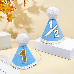 2歳児用ウールフェルト製誕生日帽子 2スタイル 1個  ミックスカラー  135~155x120~130x40~46mm  1個/スタイル&nbsp;AJEW-BC0010-36