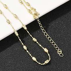 真鍮製オーバルボールチェーンネックレス（男女兼用）  18KGP本金メッキ  18.70インチ（47.5cm）&nbsp;NJEW-L012-03G