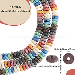4連売り天然溶岩ビーズ連売り  染め  フラットラウンド/ディスク  ミックスカラー  8~8.5x3~4mm  穴：2mm  約54~60個/連  7.87インチ（20cm）&nbsp;G-LT0001-01B