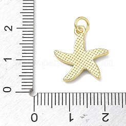 真鍮製エナメルペンダント  ヒトデのチャーム  ゴールドカラー  スチールブルー  17x16x2mm  穴：3.5mm&nbsp;KK-CBA97B9-01G