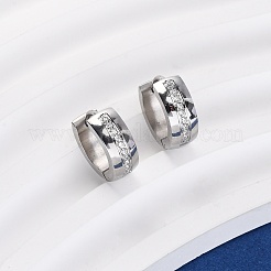 304ステンレススチール製クリアキュービックジルコニアフープピアス  316ステンレス鋼  イオンプレーティング（ip）  プラチナ  13x5mm&nbsp;EJEW-D331-08B-P