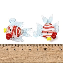 手作りランプワークペンダント  魚のチャーム  カラフル  34~38x38.5~39x12~13mm  穴：2x3mm&nbsp;LAMP-I031-01D