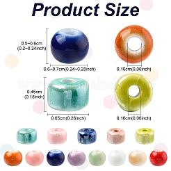 手作りの陶器ビーズ  光沢釉の磁器  コラム＆ラウンド  ミックスカラー  6~7x4.5~6mm  穴：1.6~2mm  約129個/セット&nbsp;PORC-YW0001-72