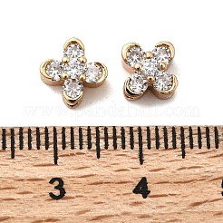 真鍮パヴェキュービックジルコニアマルチ連リンク  クローバー  18KGP本金メッキ  透明  6x6x5mm  穴：1mm&nbsp;KK-Z131-14G-02