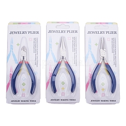 ジュエリー製造用品のジュエリーペンチ  ＃50鋼（高炭素鋼）短チェーンノーズプライヤー  丸ペンチおよびサイドカッティングプライヤー  ミッドナイトブルー  110~130x53mm&nbsp;TOOL-X0001
