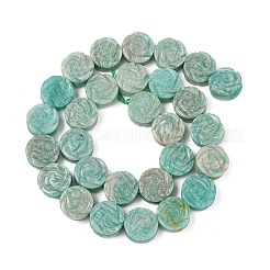 天然アマゾナイト彫刻ビーズ連売り  花バラ  14~14.5x6.5~8mm  穴：0.8mm  約29個/連  15.94''（40.5センチメートル）&nbsp;G-B134-A01-01